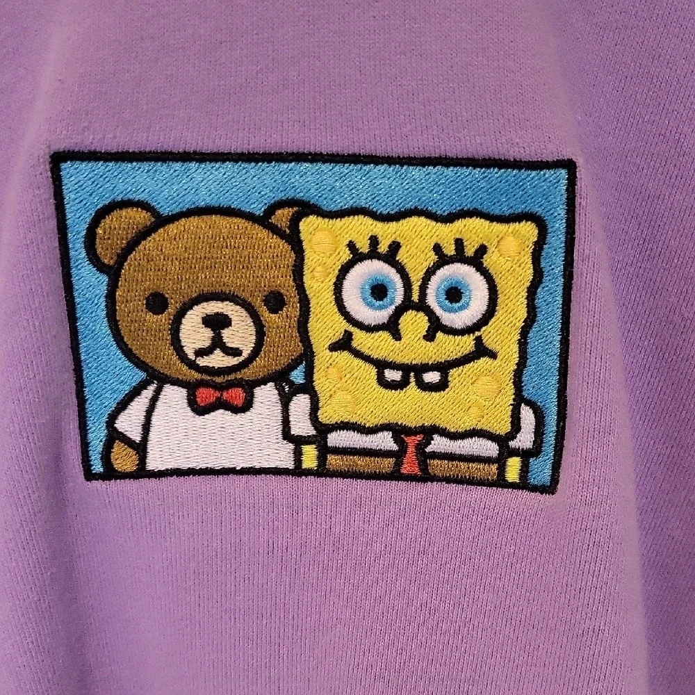 Teddy Fresh Spongebob Pink and Purple Color Block Hoodie Size Large